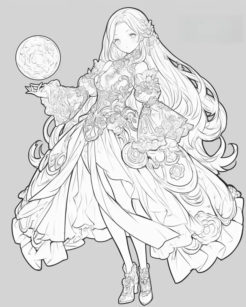 月の女神の塗り絵