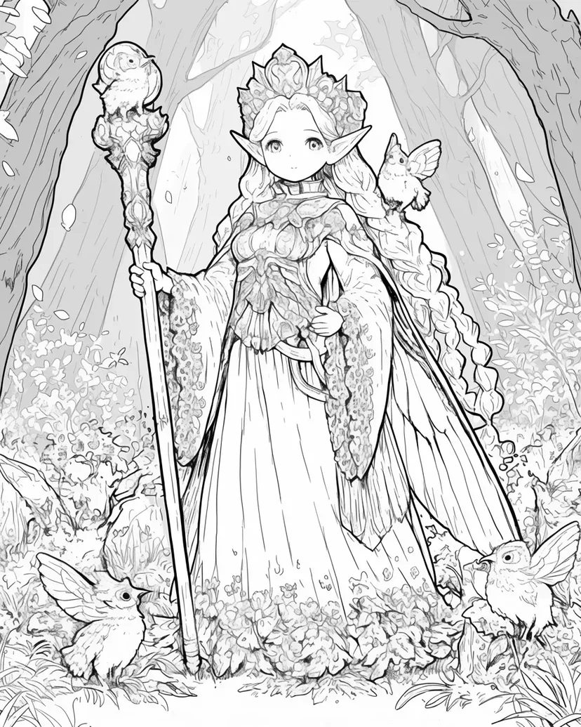 森の妖精の女王の塗り絵
