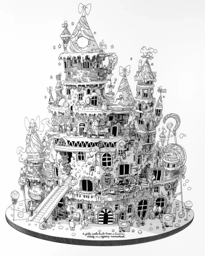 Dibujo de Castillo Mágico de Dulces para colorear