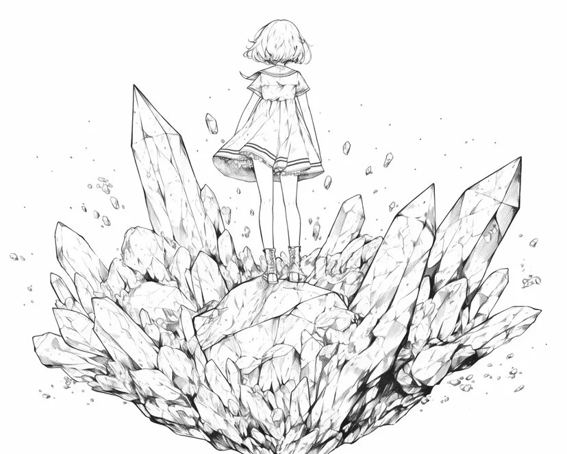 水晶上的女孩涂色页