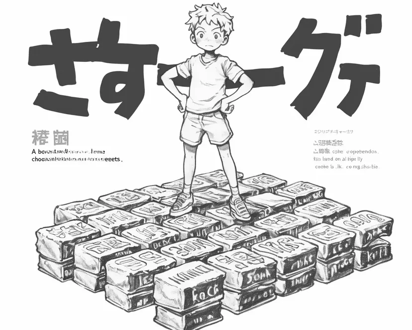 チョコレートの上の少年の塗り絵