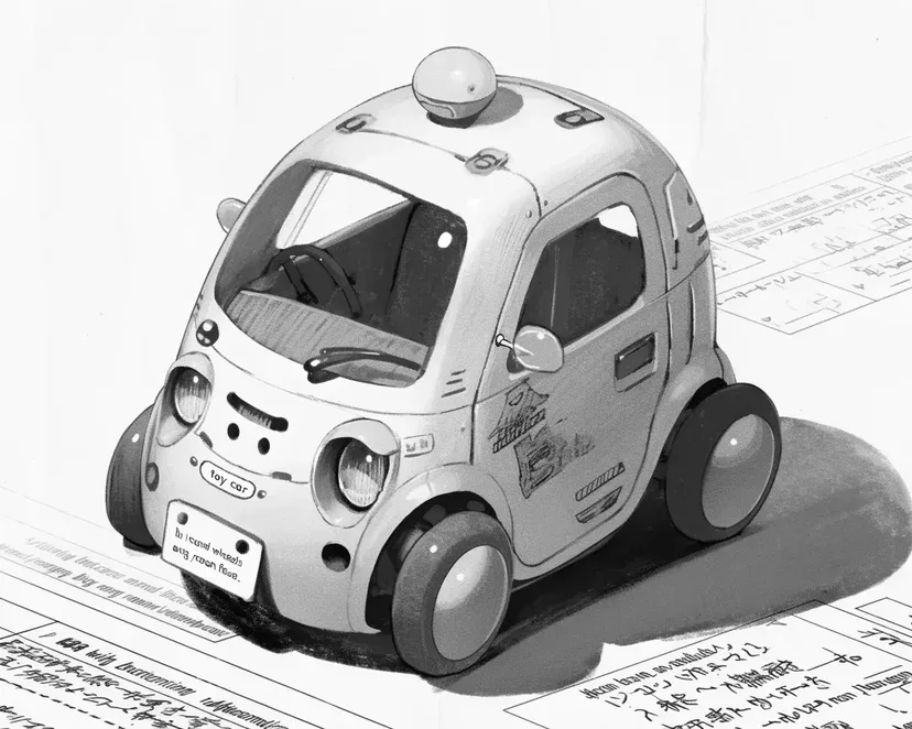 Cute Futuristic Mini Car coloring page