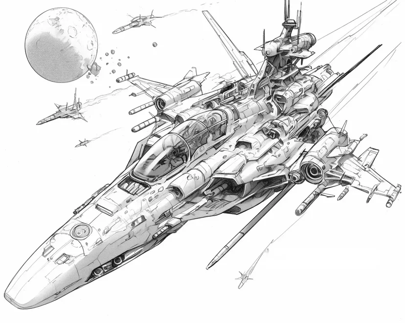 Dibujo de Nave Espacial de Combate Futurista para colorear
