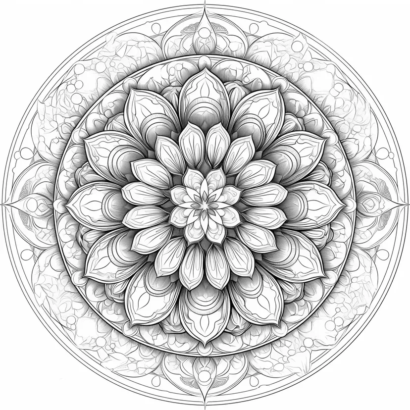 Desenho de Flor Mandala Mística para colorir