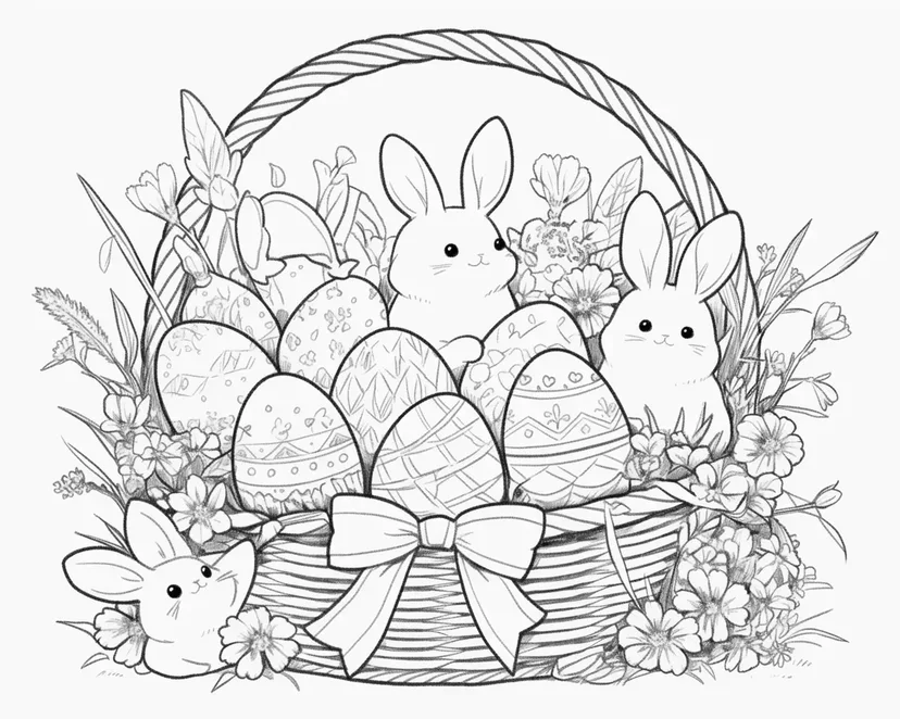 Dibujo de Conejitos de Pascua para colorear