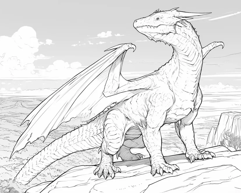 Desenho de Aventura do Dragão Corajoso para colorir