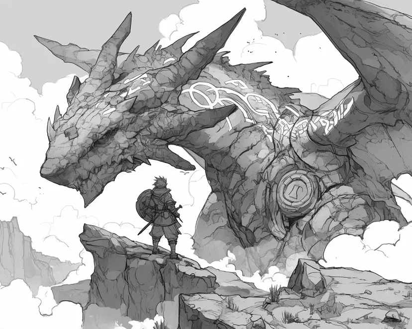 Dibujo de Dragón de Piedra Gigante para colorear
