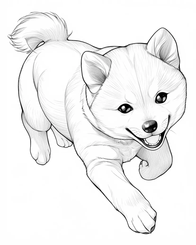 元気いっぱいの子犬の塗り絵