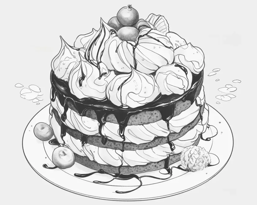 Desenho de Delicioso Bolo de Chocolate para colorir