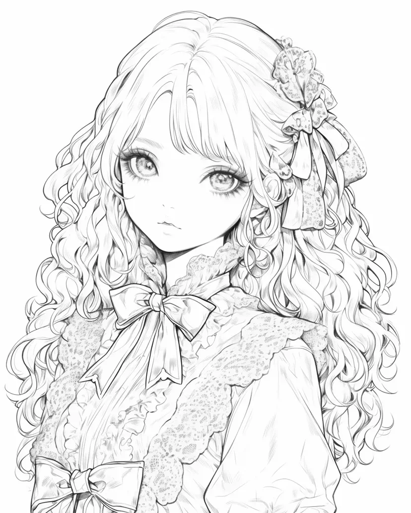 美しい人形の少女の塗り絵