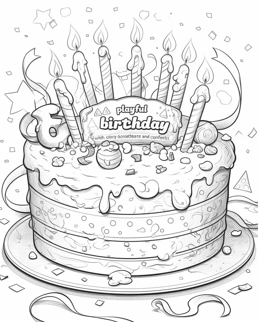 Dibujo de Pastel de Cumpleaños Divertido para colorear