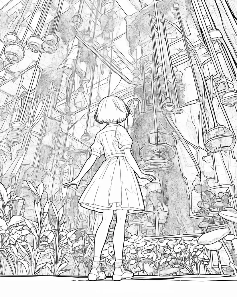 Desenho de Estufa de Plantas Misteriosas para colorir