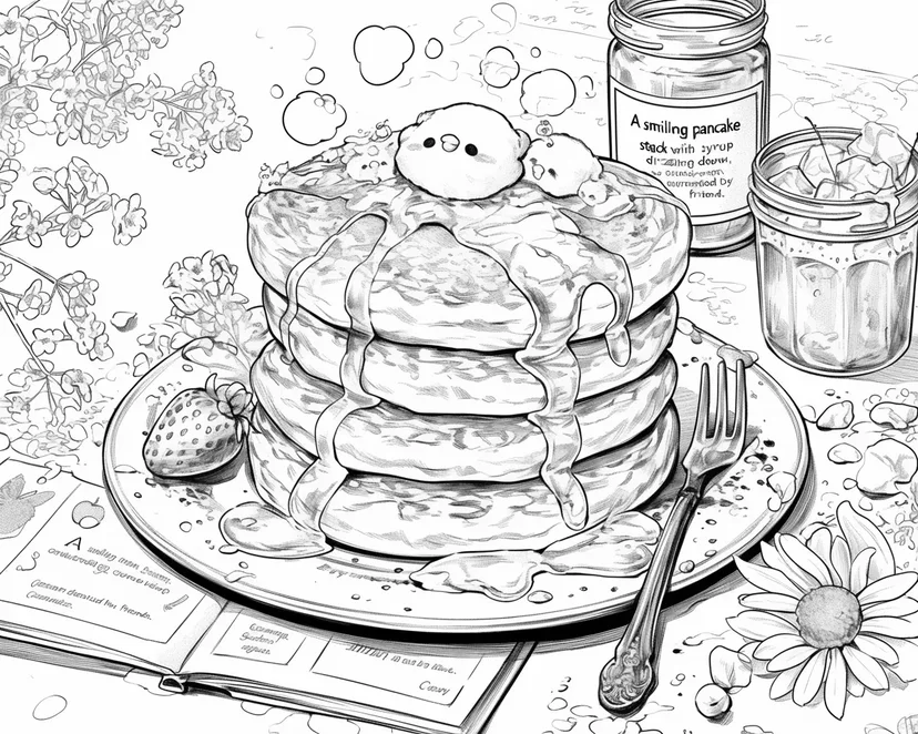Desenho de Panquecas Felizes para colorir