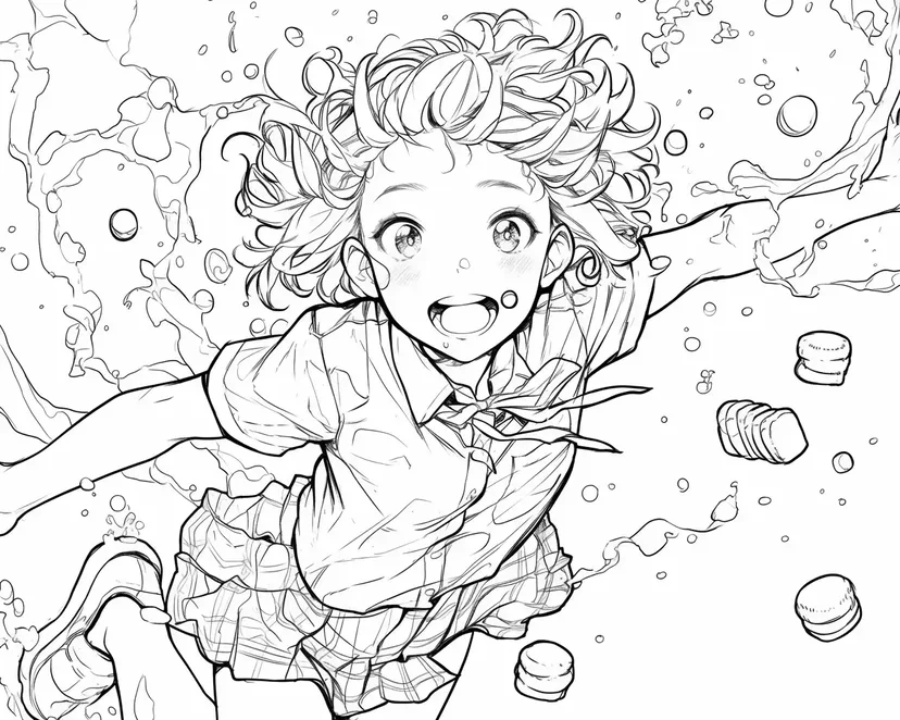 Dibujo de Chica Jugando con Malvaviscos para colorear