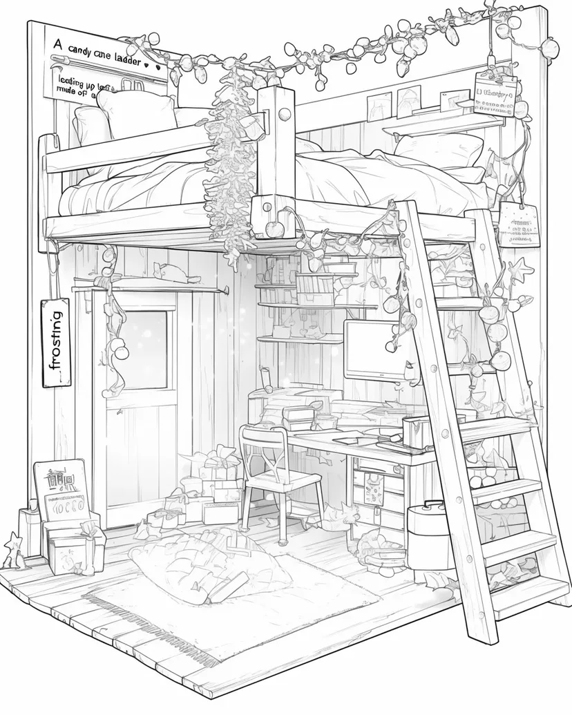 Dibujo de Habitación Secreta en el Ático para colorear