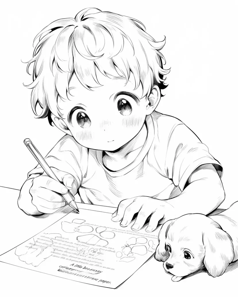 Desenho de Desenhando com Filhote para colorir