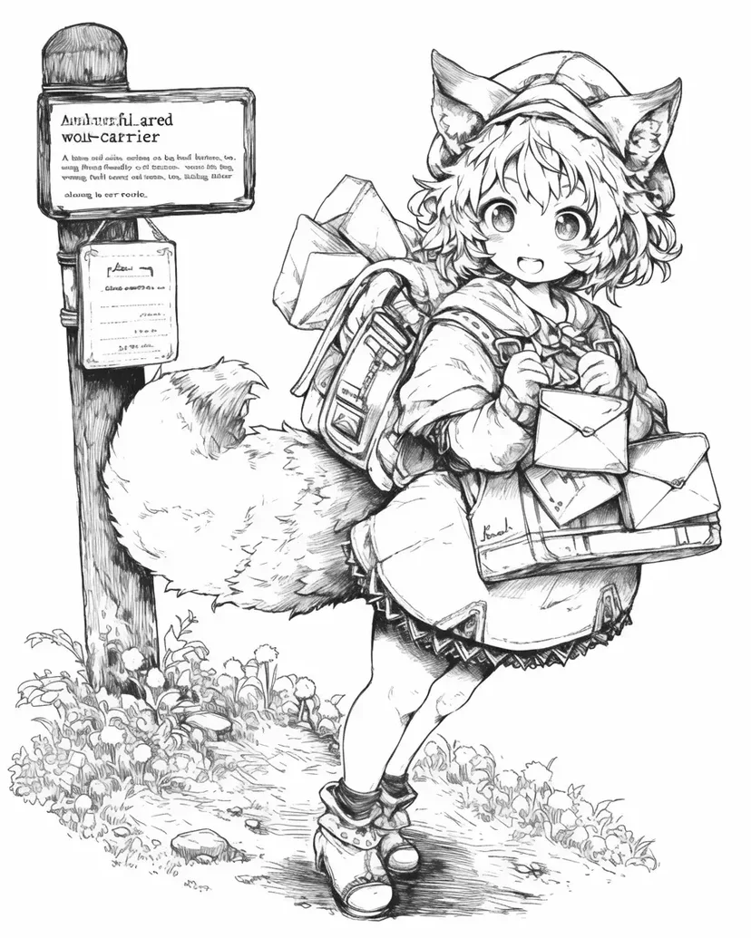 Desenho de Carteiro Lobo Alegre para colorir