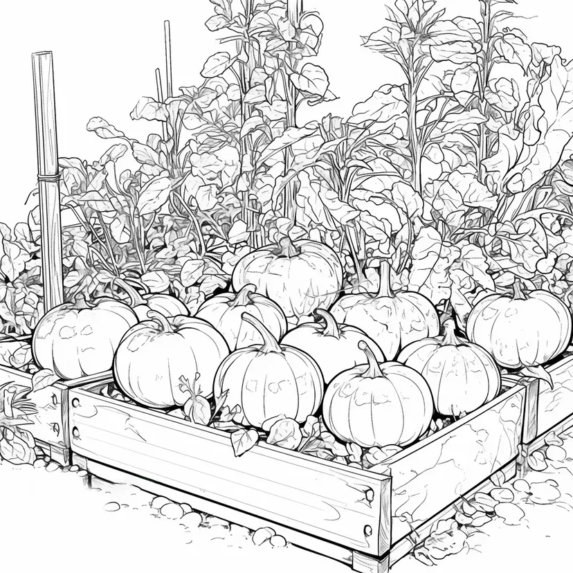 Dibujo de Huerto de Verduras al Sol para colorear