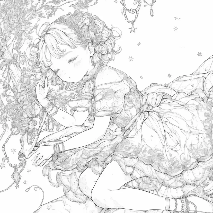 夢見るプリンセスの塗り絵