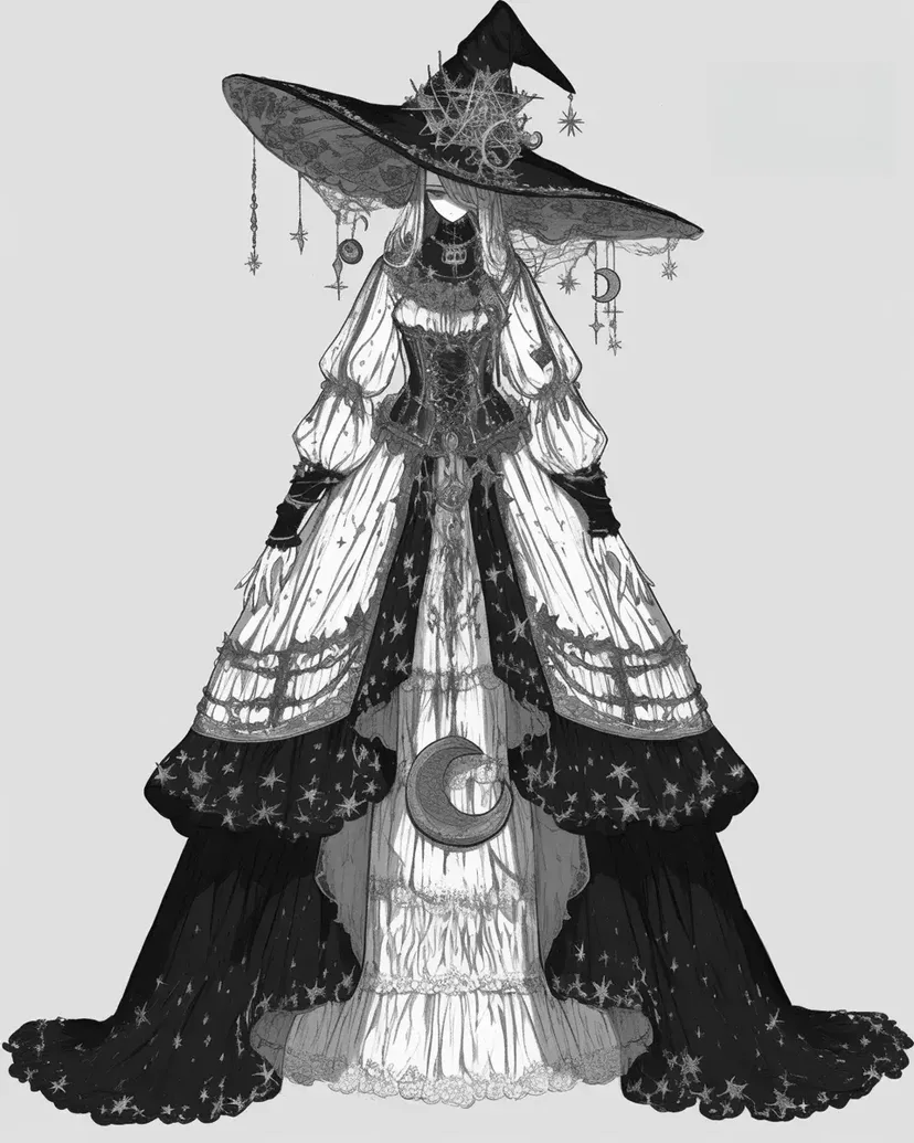 神秘的な魔女の塗り絵