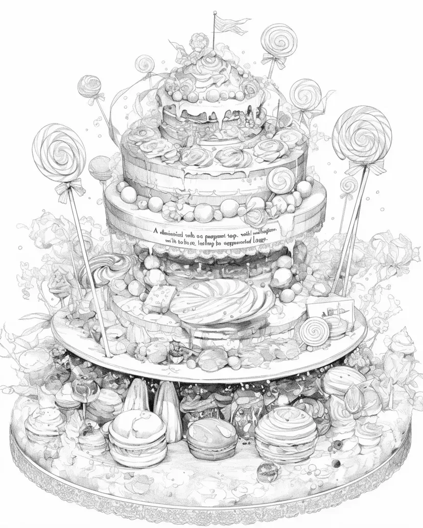 Dibujo de Torre de Dulces de Ensueño para colorear