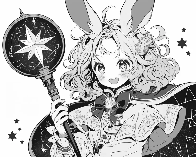 星うさぎの魔法使いの塗り絵