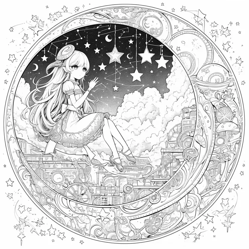 星空の魔法少女の塗り絵