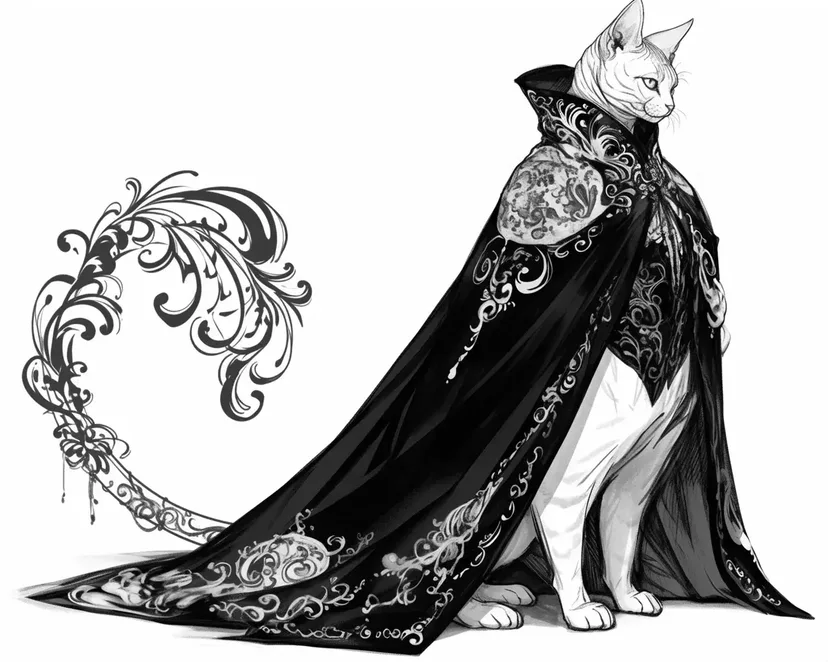 Cat with a Mysterious Cloak coloring page