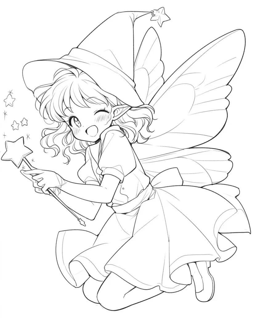 魔法の妖精の塗り絵