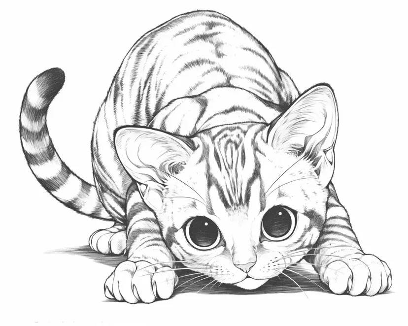 Dibujo de Cazador de Gato Bengalí para colorear