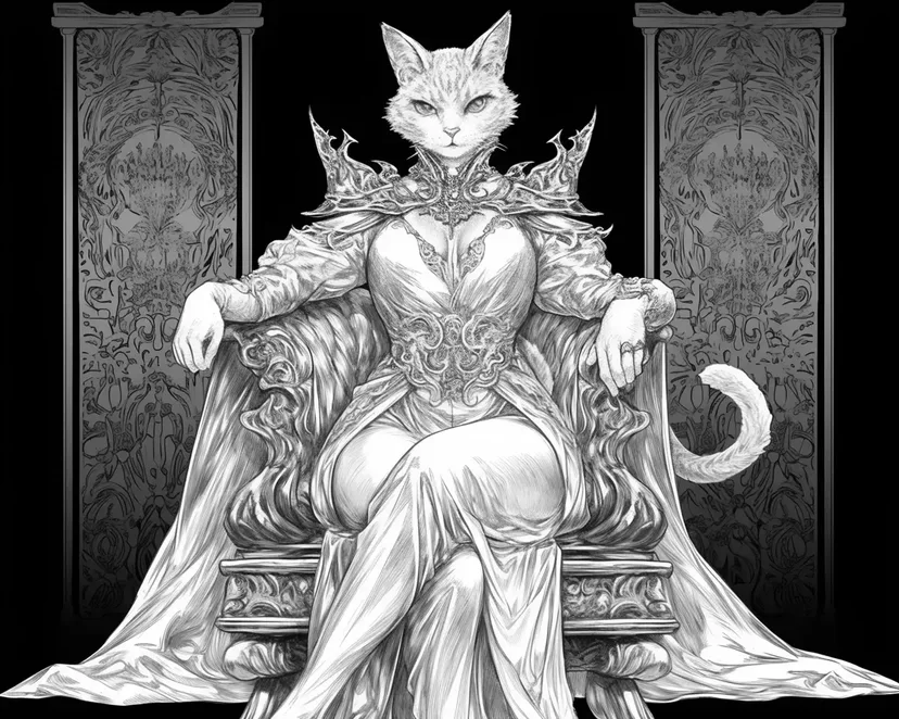 Dibujo de Trono de la Reina Gato para colorear