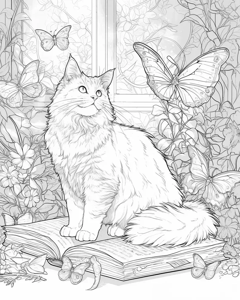Desenho de O Gato no Jardim da Rainha para colorir