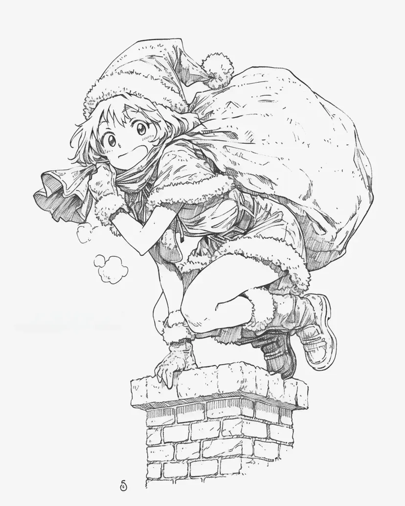 サンタの小さな冒険の塗り絵