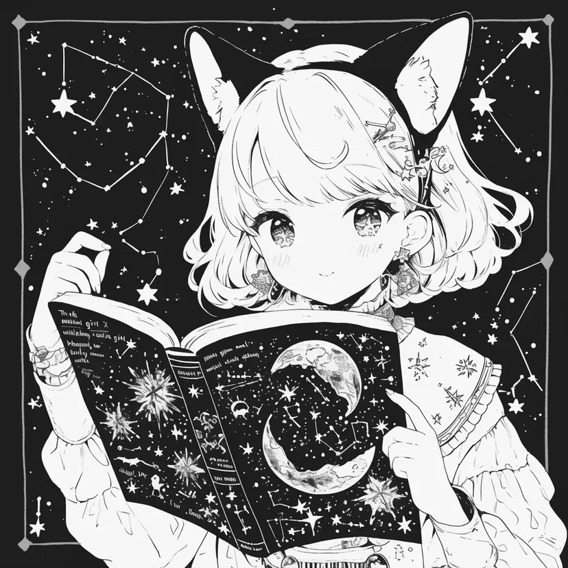 Dibujo de Lector del Cielo Estrellado para colorear