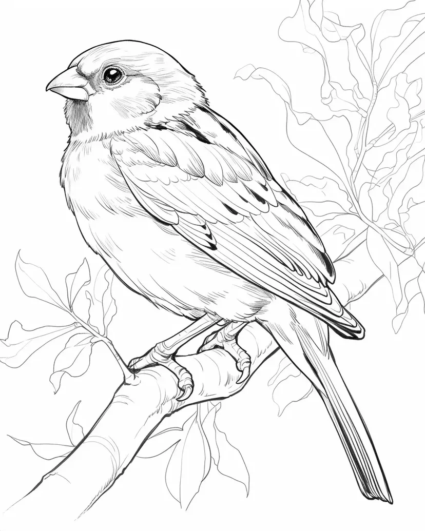 Resting Sparrow coloring page