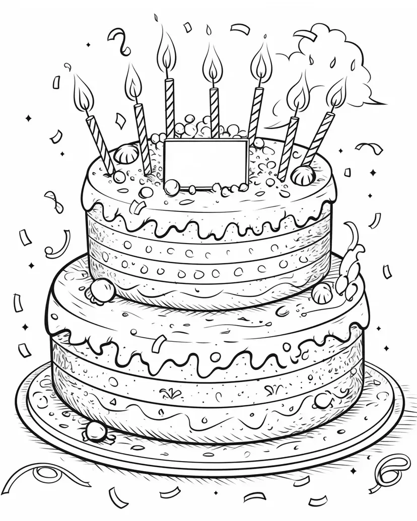 Dibujo de Aventura del Pastel de Cumpleaños para colorear