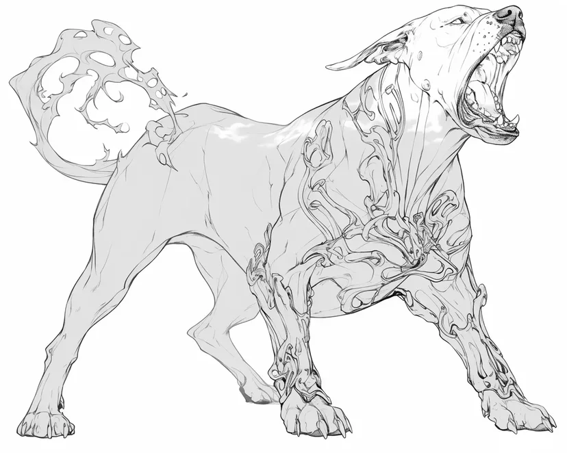 Dibujo de Perro Mágico enérgico para colorear