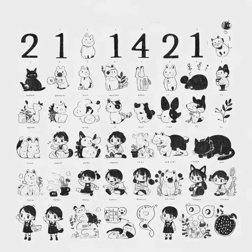 Dibujo de Números de Animales Juguetones para colorear