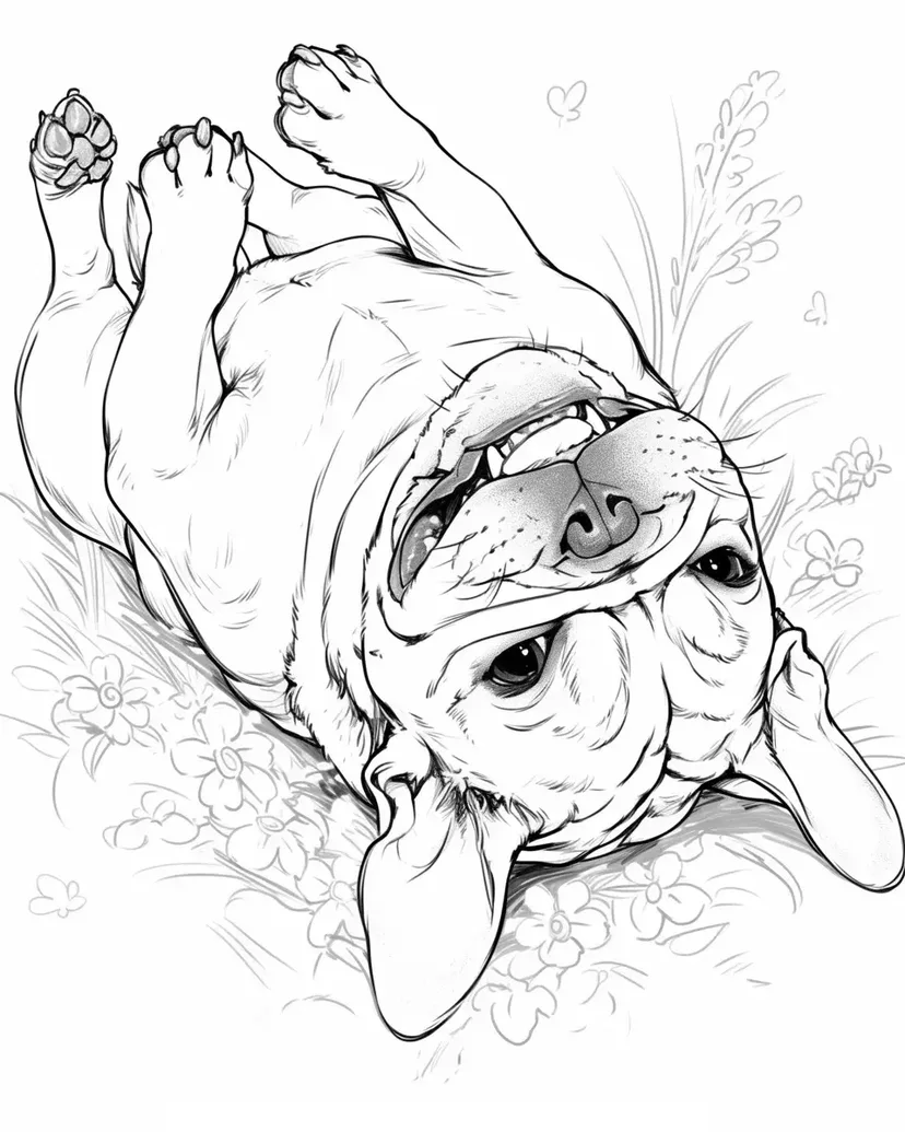Desenho de Bulldog Francês Feliz para colorir