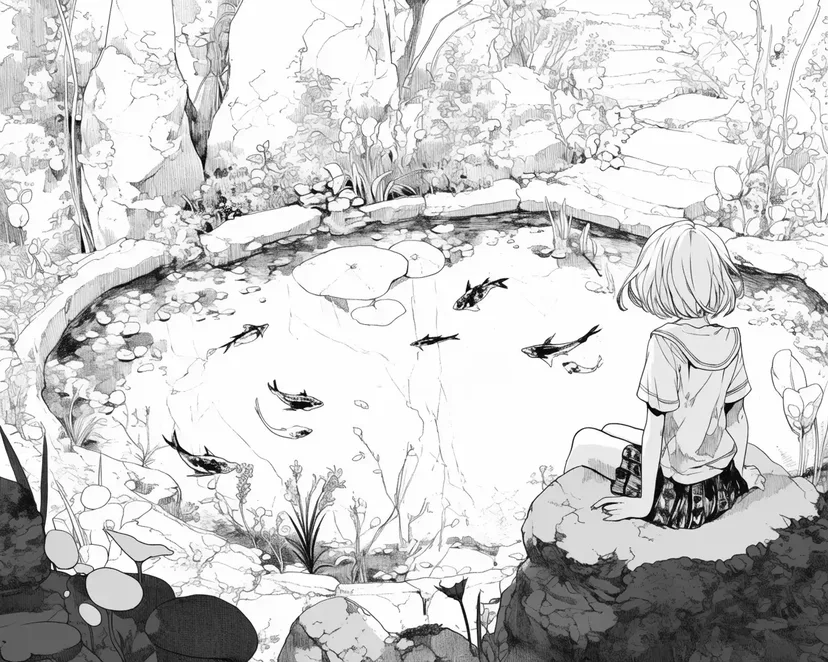 By the Quiet Pond coloring page