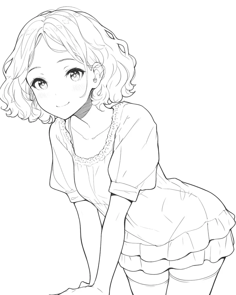 元気な女の子の塗り絵