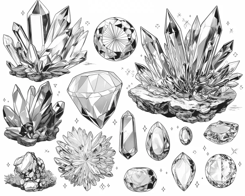 Dibujo de Cristales Elementales Mágicos para colorear