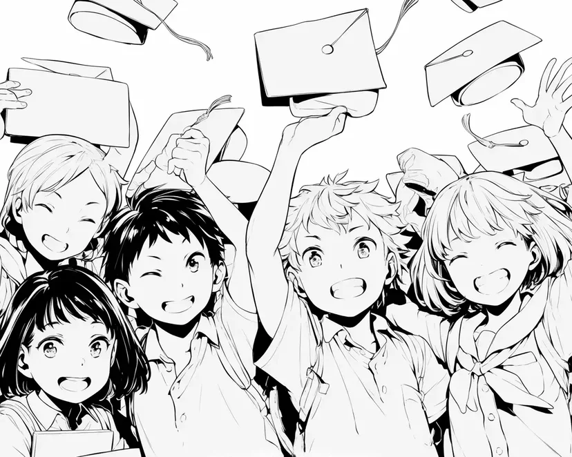 卒業の喜びの塗り絵