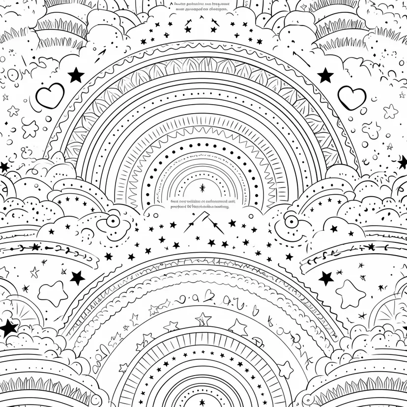 Dibujo de Sueño de Arcoíris y Estrellas para colorear