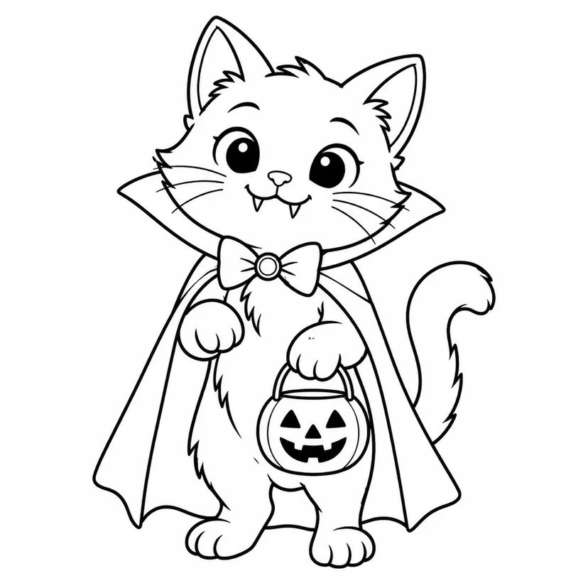 ドラキュラのねこの塗り絵