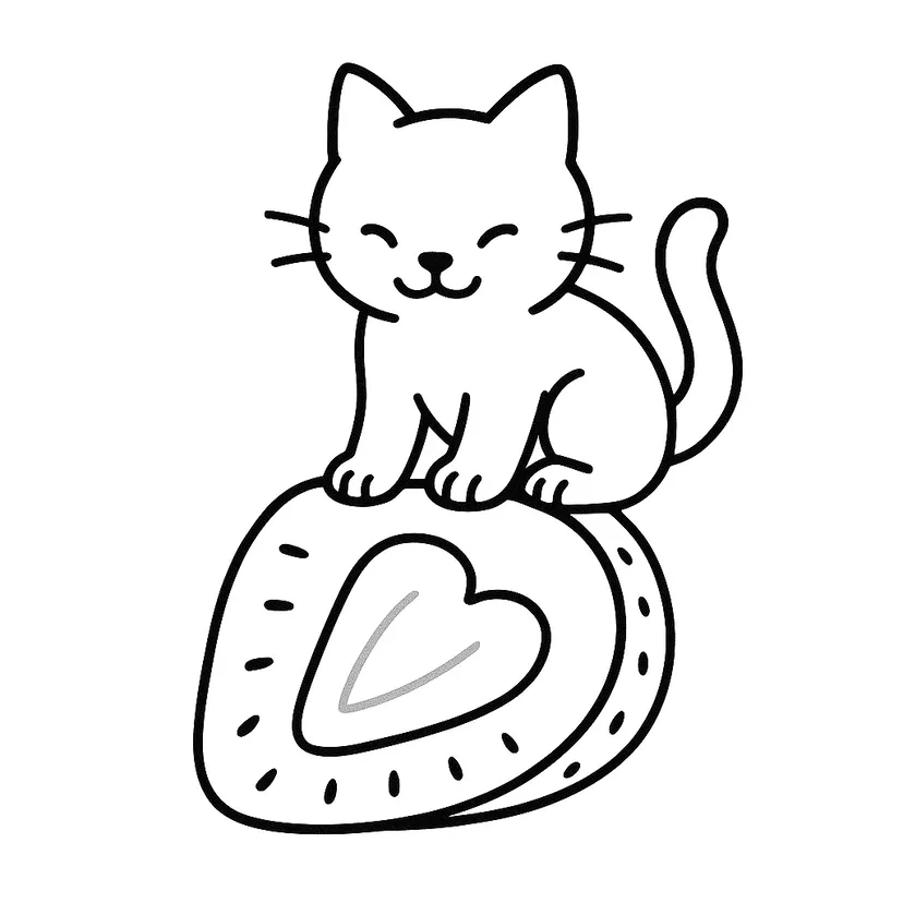 Dibujo de Gatito Encantador sobre una Fresa para colorear