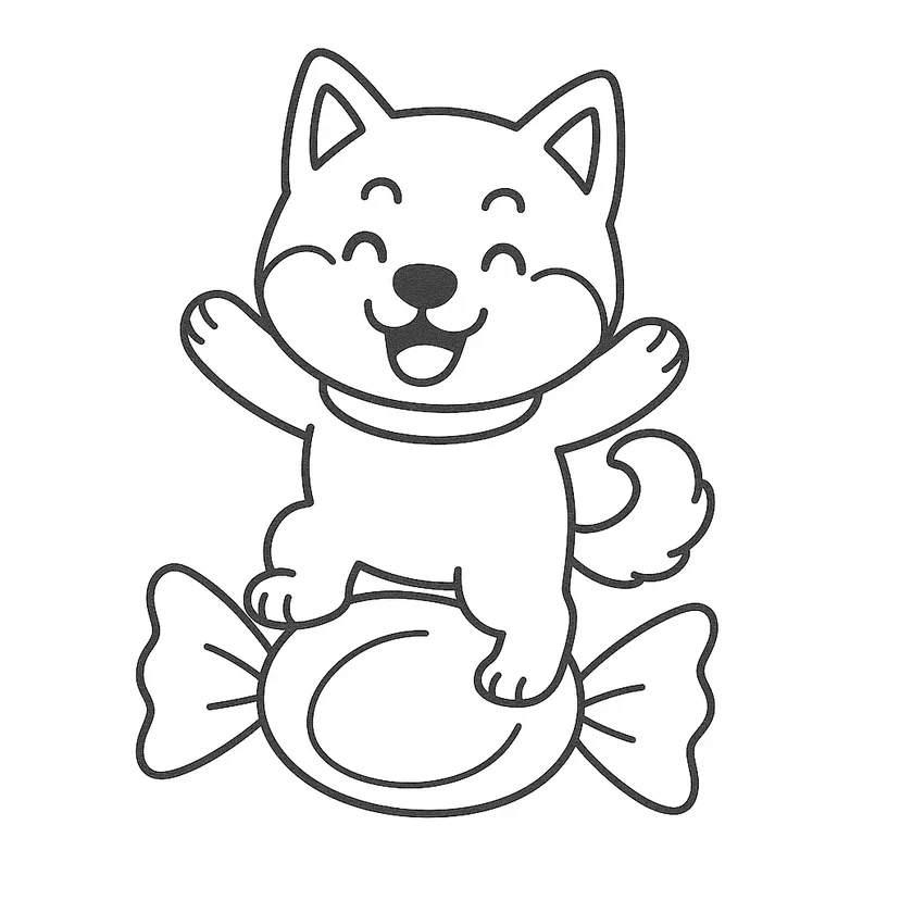 Dibujo de Caramelo y Cachorro Juguetón para colorear
