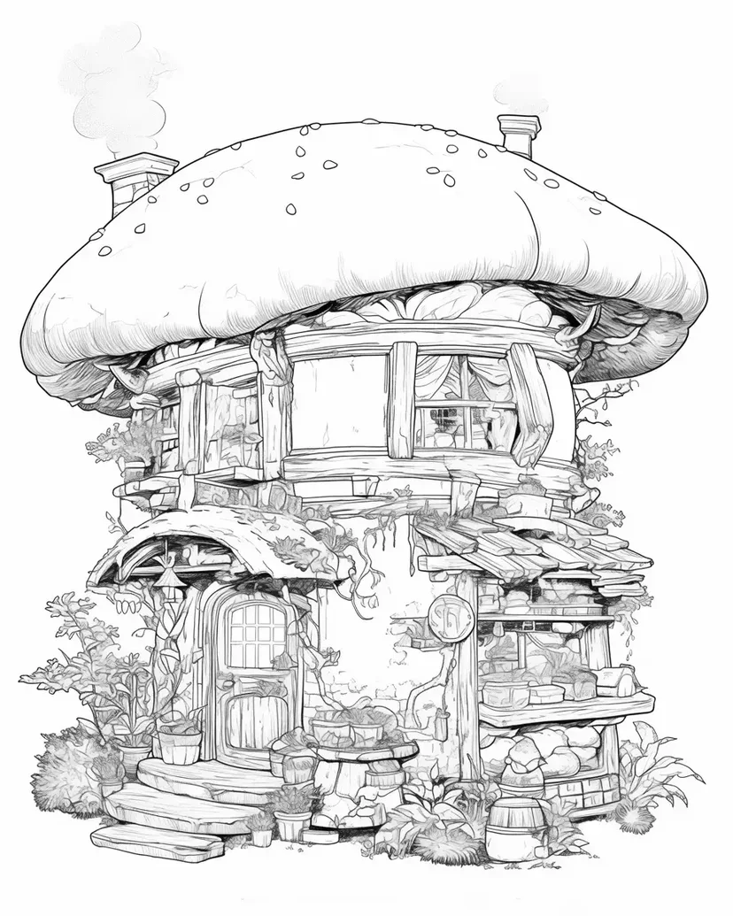 Desenho de Casa Cogumelo para colorir