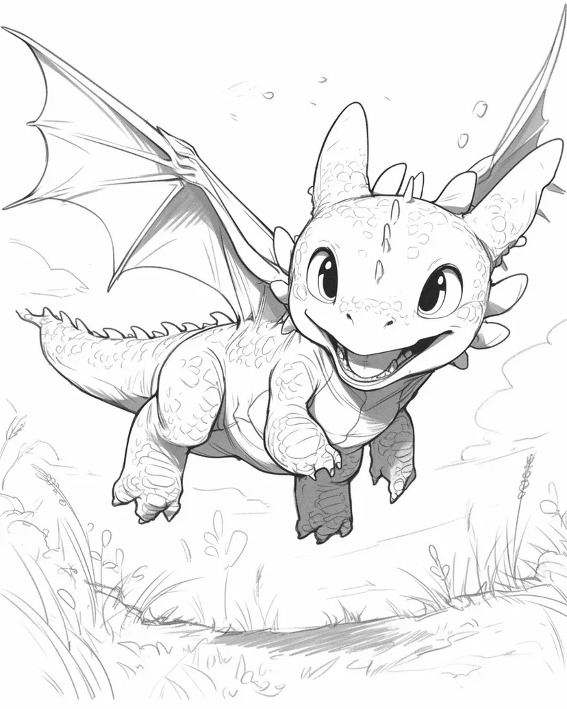 かわいいドラゴンの冒険の塗り絵