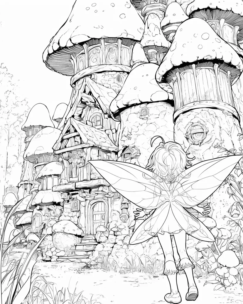 Dibujo de Hada de la Aldea de Hongos para colorear
